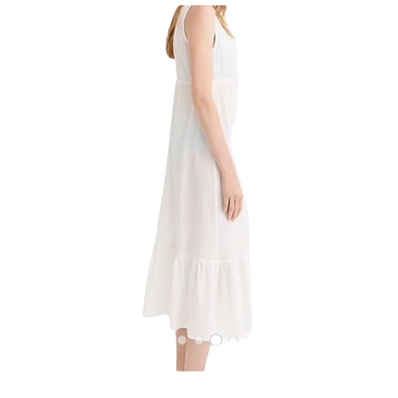 J. Crew Deep V-neck white midi dress in crinkle cotton/swimwear, size small - Picture 2 of 8